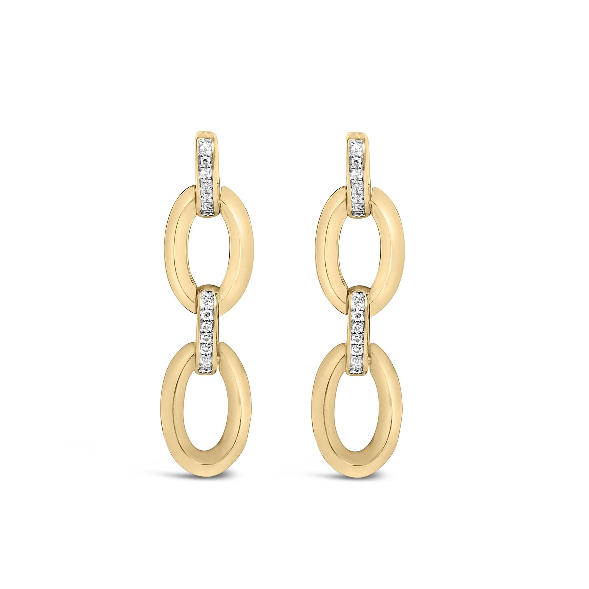 Gold Vermeil Diamond Accent Bold Oval Link Earring