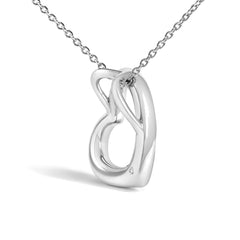 Sterling Silver Bezel Set Diamond Accent Heart Pendant Necklace