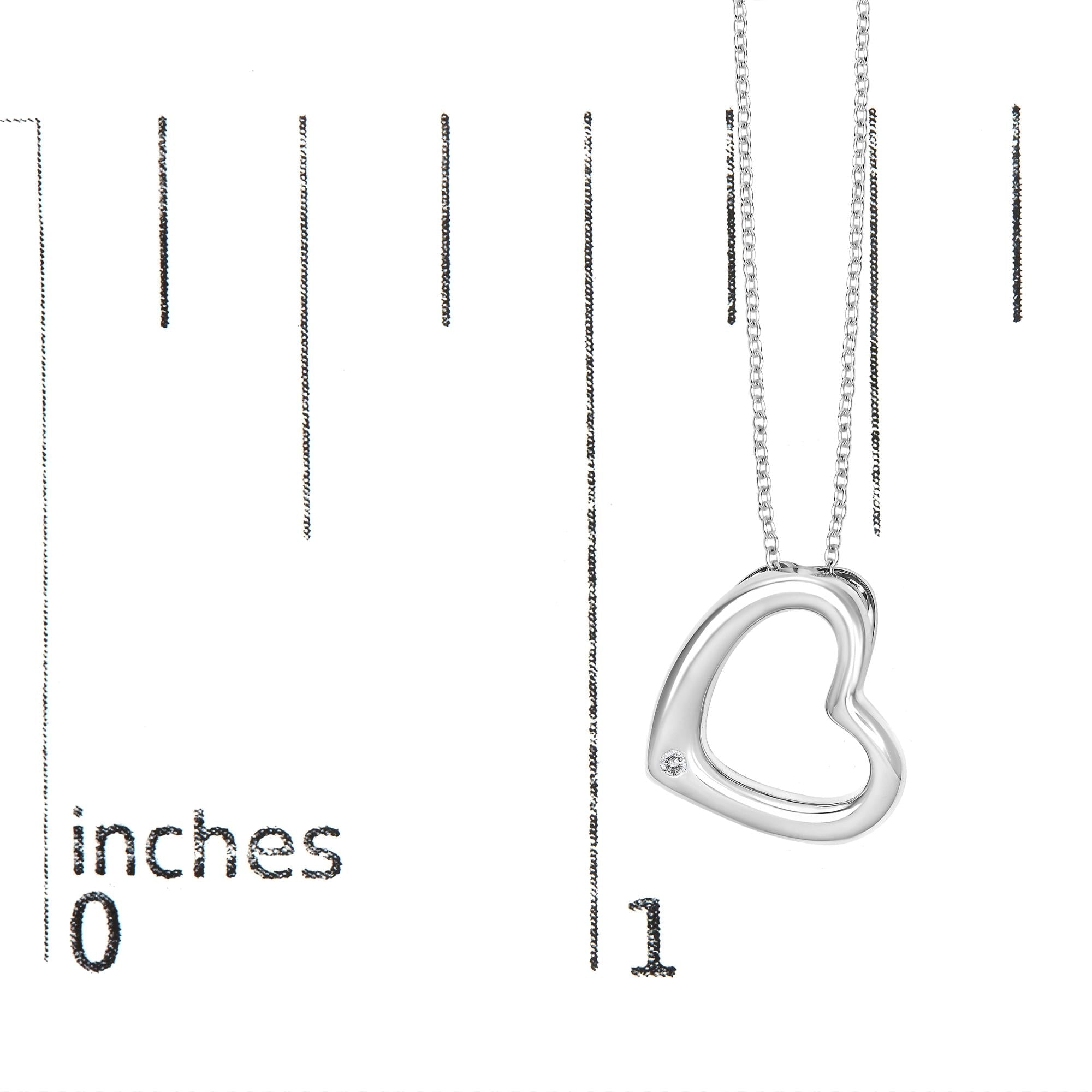 Sterling Silver Bezel Set Diamond Accent Heart Pendant Necklace