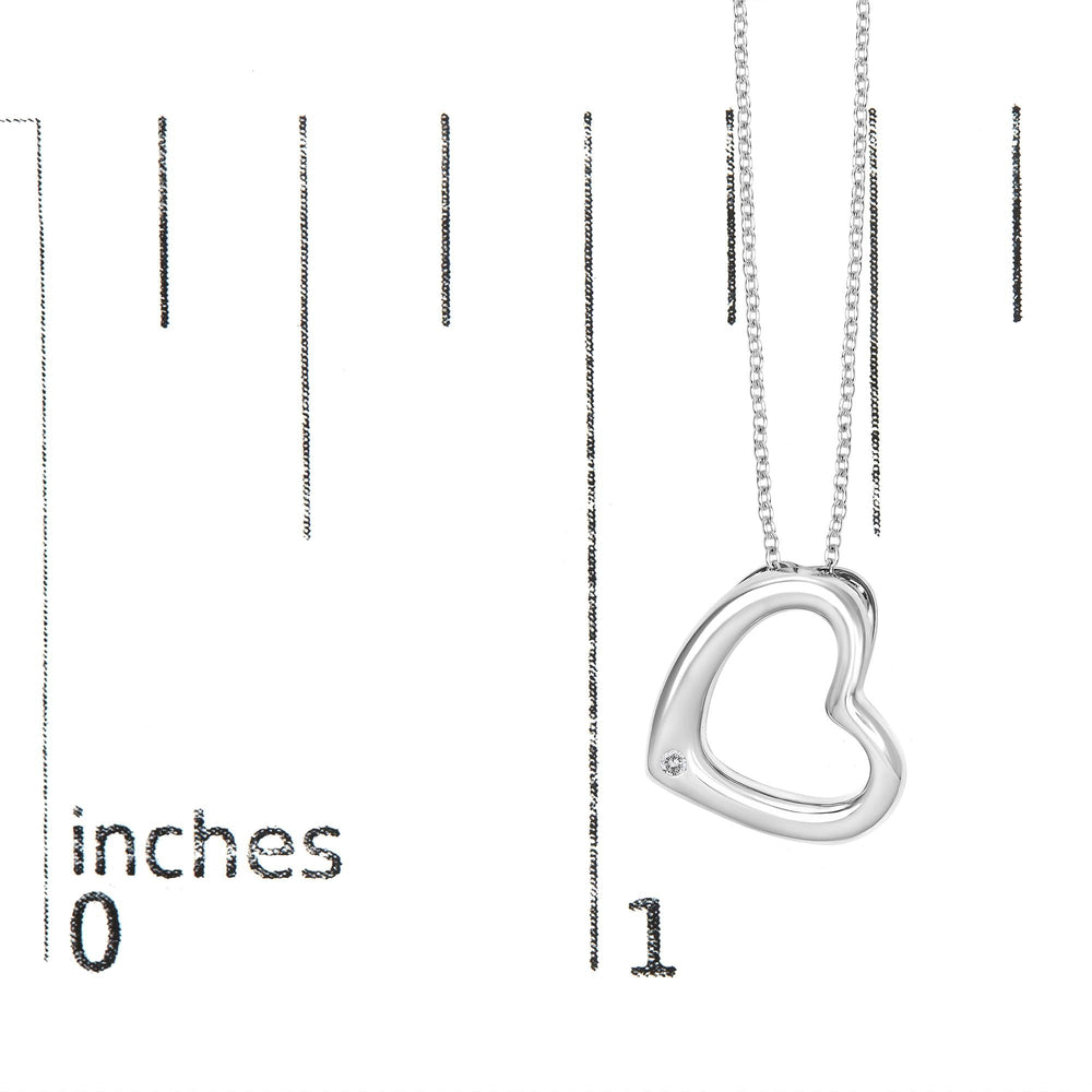 Sterling Silver Bezel Set Diamond Accent Heart Pendant Necklace