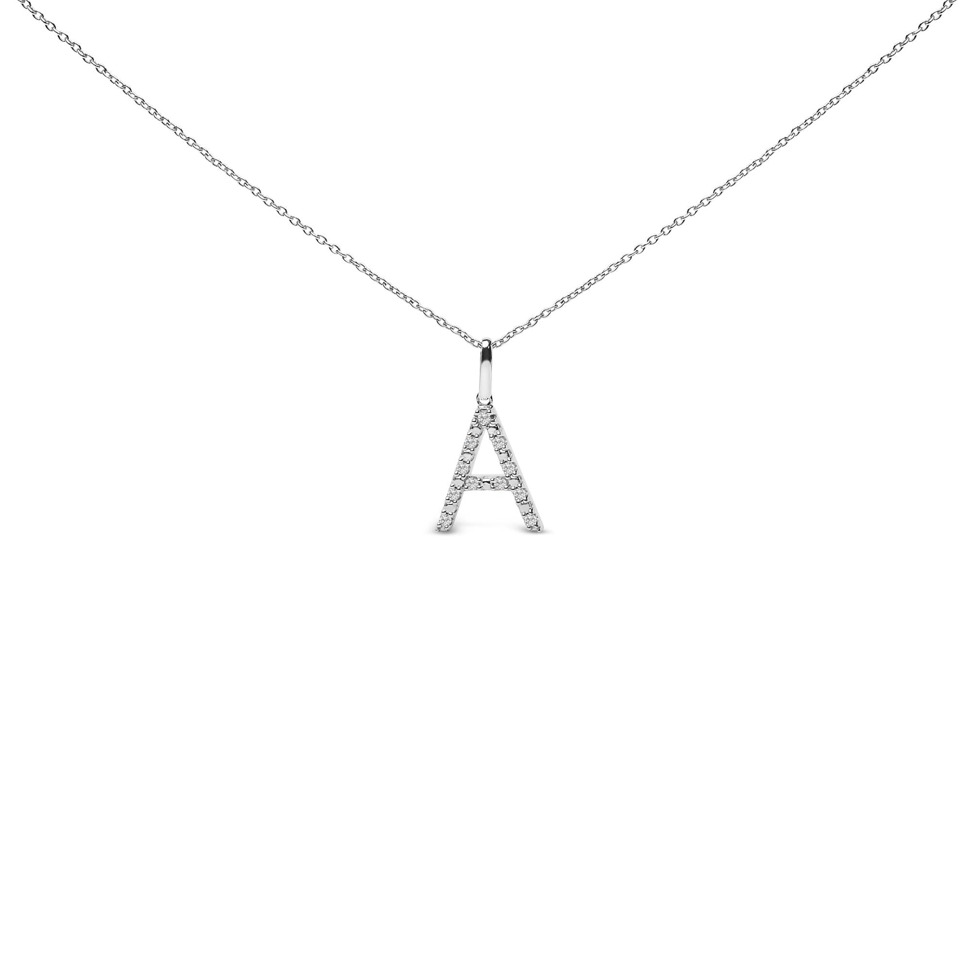 Sterling Silver Diamond Accent "A-Z" Initial Pendant Necklace