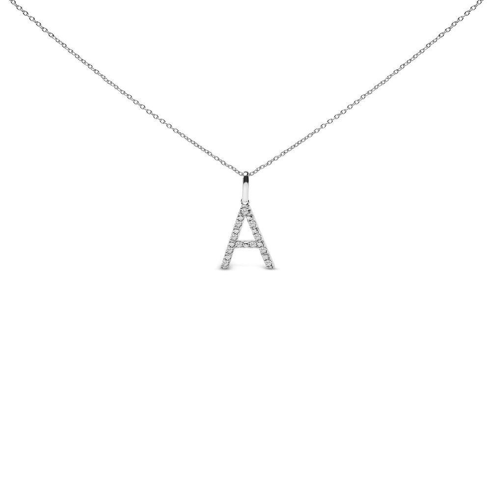 Sterling Silver Diamond Accent "A-Z" Initial Pendant Necklace
