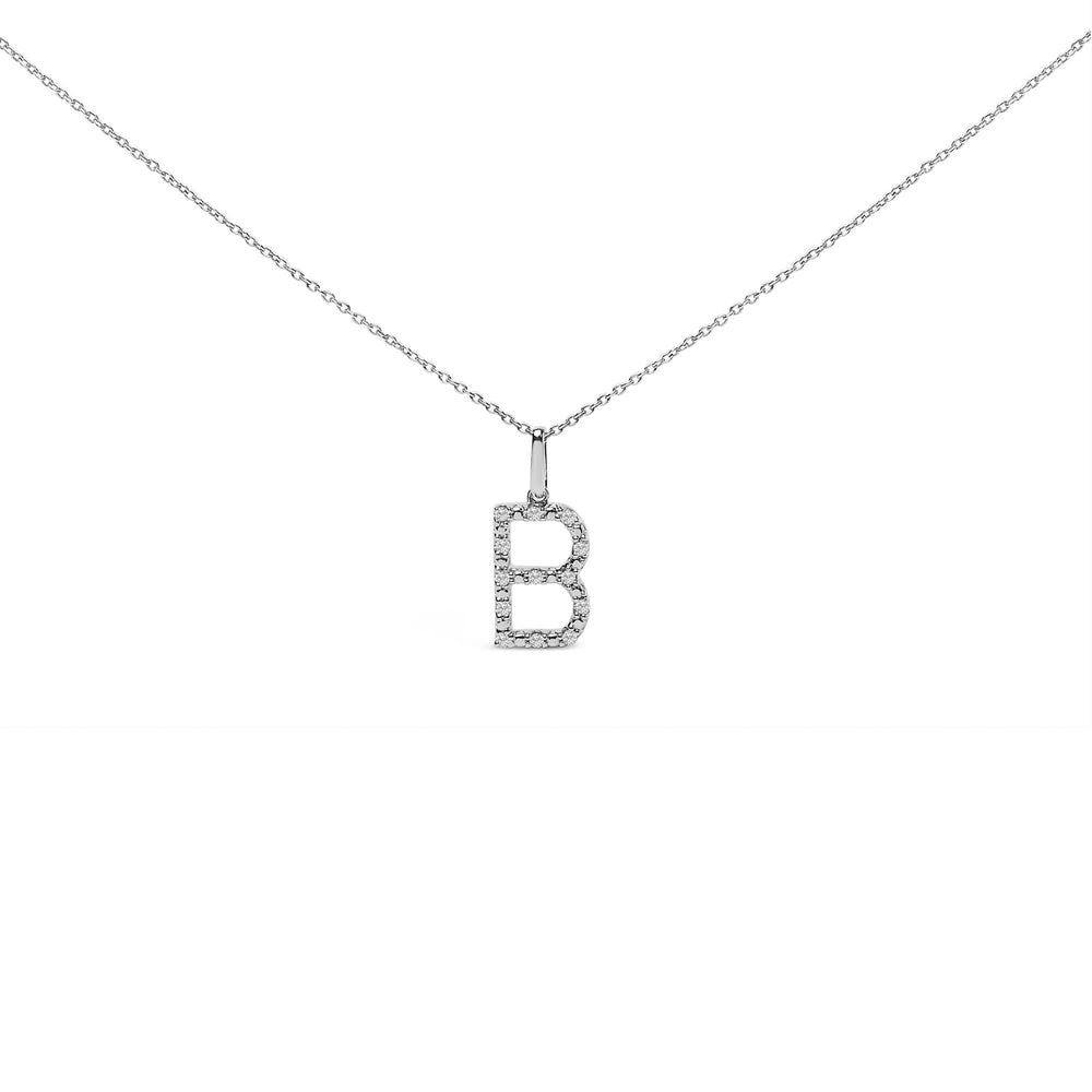 Sterling Silver Diamond Accent "A-Z" Initial Pendant Necklace
