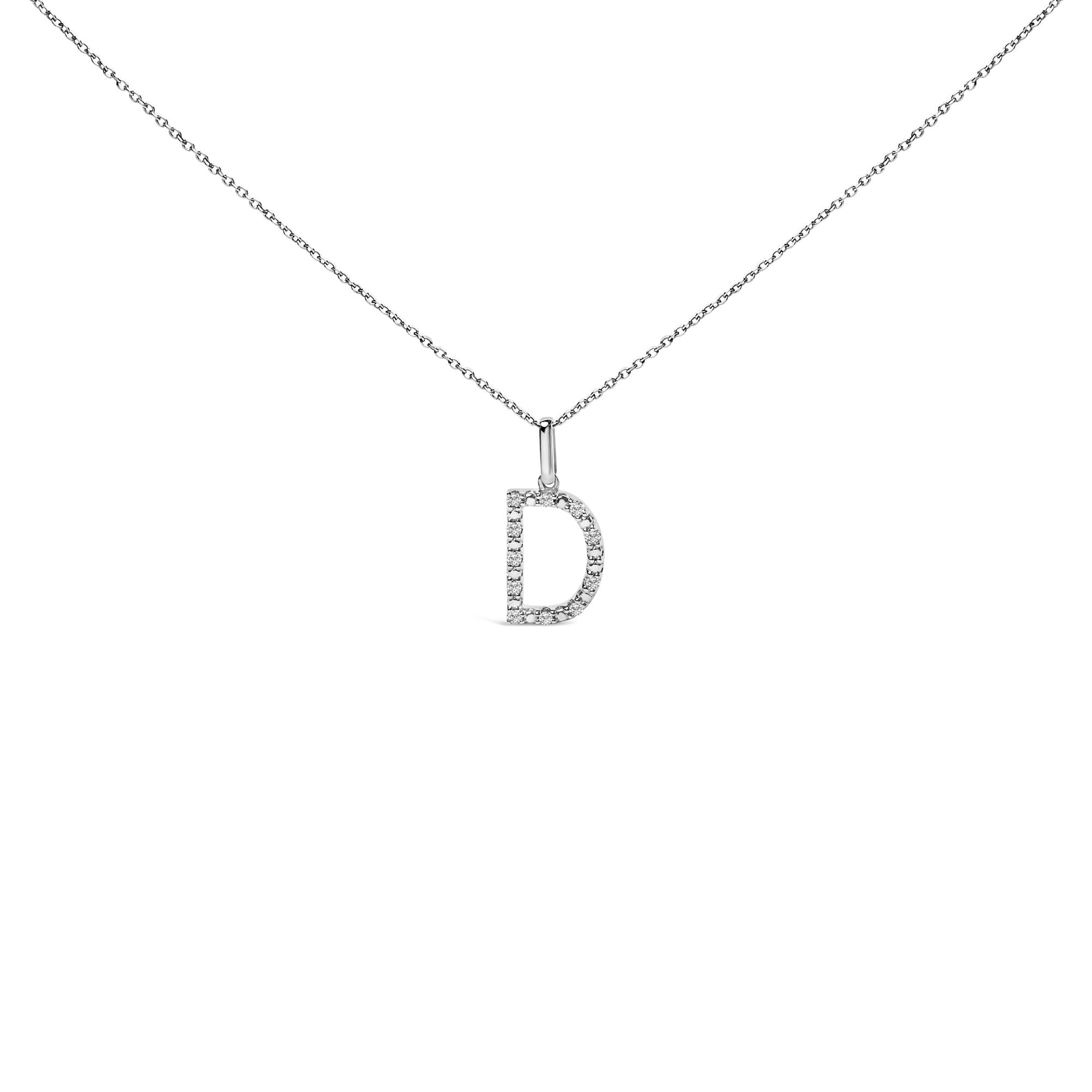 Sterling Silver Diamond Accent "A-Z" Initial Pendant Necklace