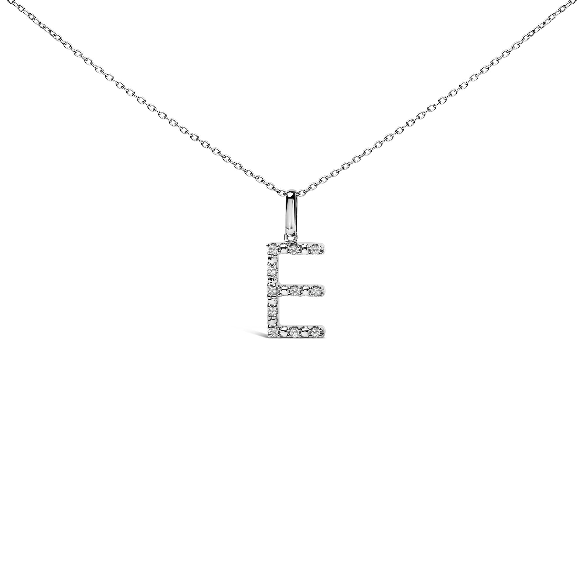 Sterling Silver Diamond Accent "A-Z" Initial Pendant Necklace
