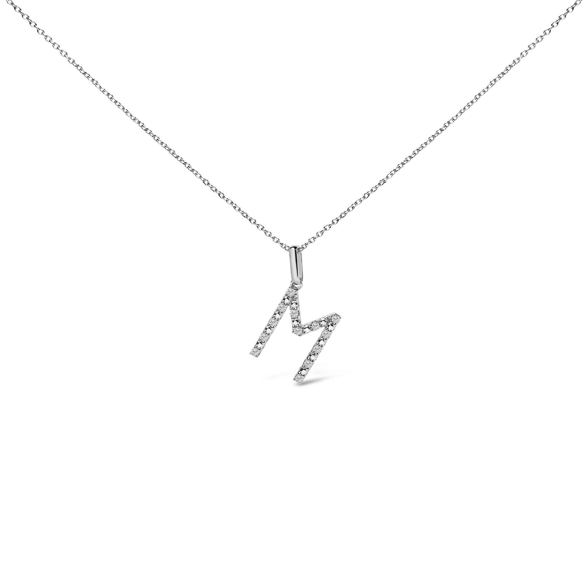 Sterling Silver Diamond Accent "A-Z" Initial Pendant Necklace