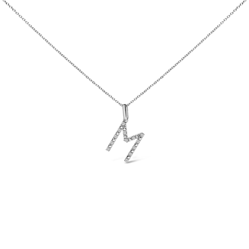 Sterling Silver Diamond Accent "A-Z" Initial Pendant Necklace