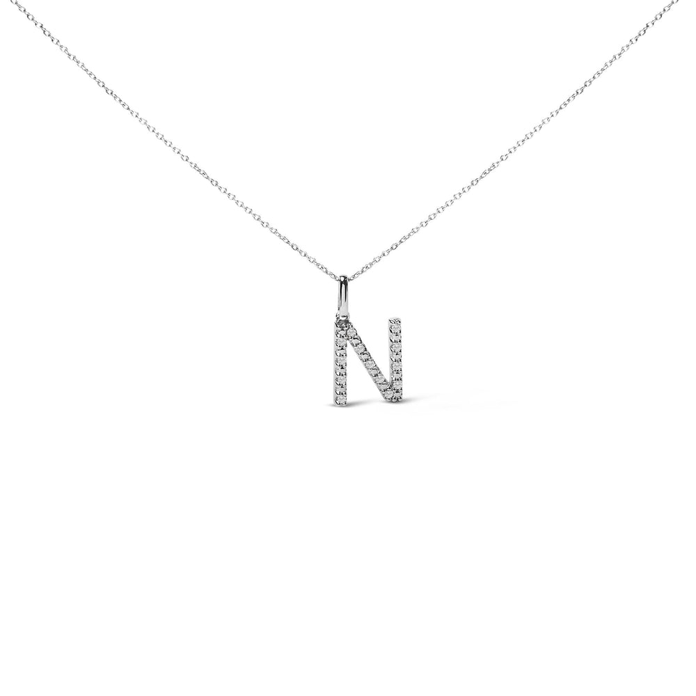 Sterling Silver Diamond Accent "A-Z" Initial Pendant Necklace