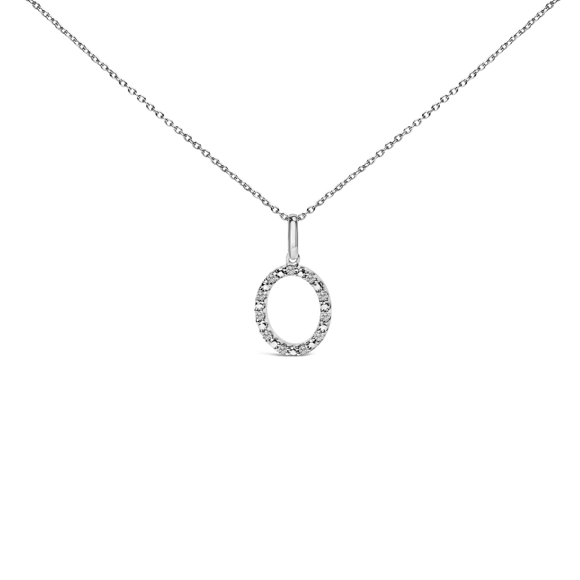Sterling Silver Diamond Accent "A-Z" Initial Pendant Necklace