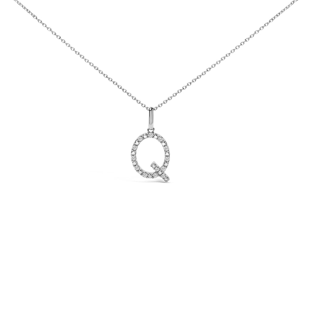Sterling Silver Diamond Accent "A-Z" Initial Pendant Necklace