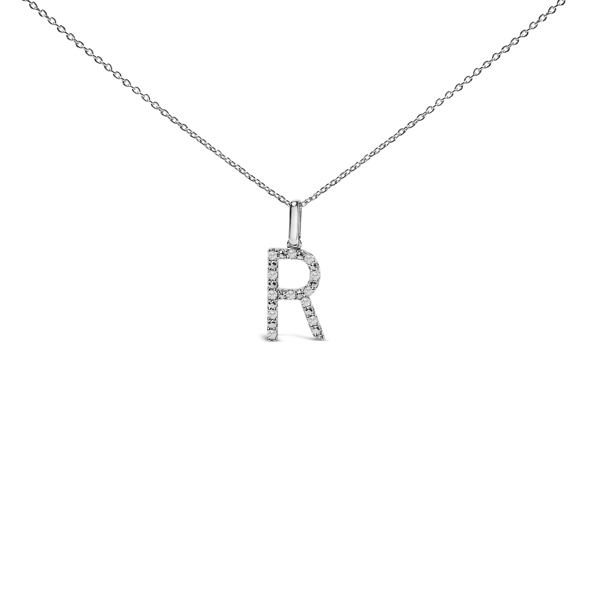 Sterling Silver Diamond Accent "A-Z" Initial Pendant Necklace