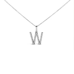 Sterling Silver Diamond Accent "A-Z" Initial Pendant Necklace