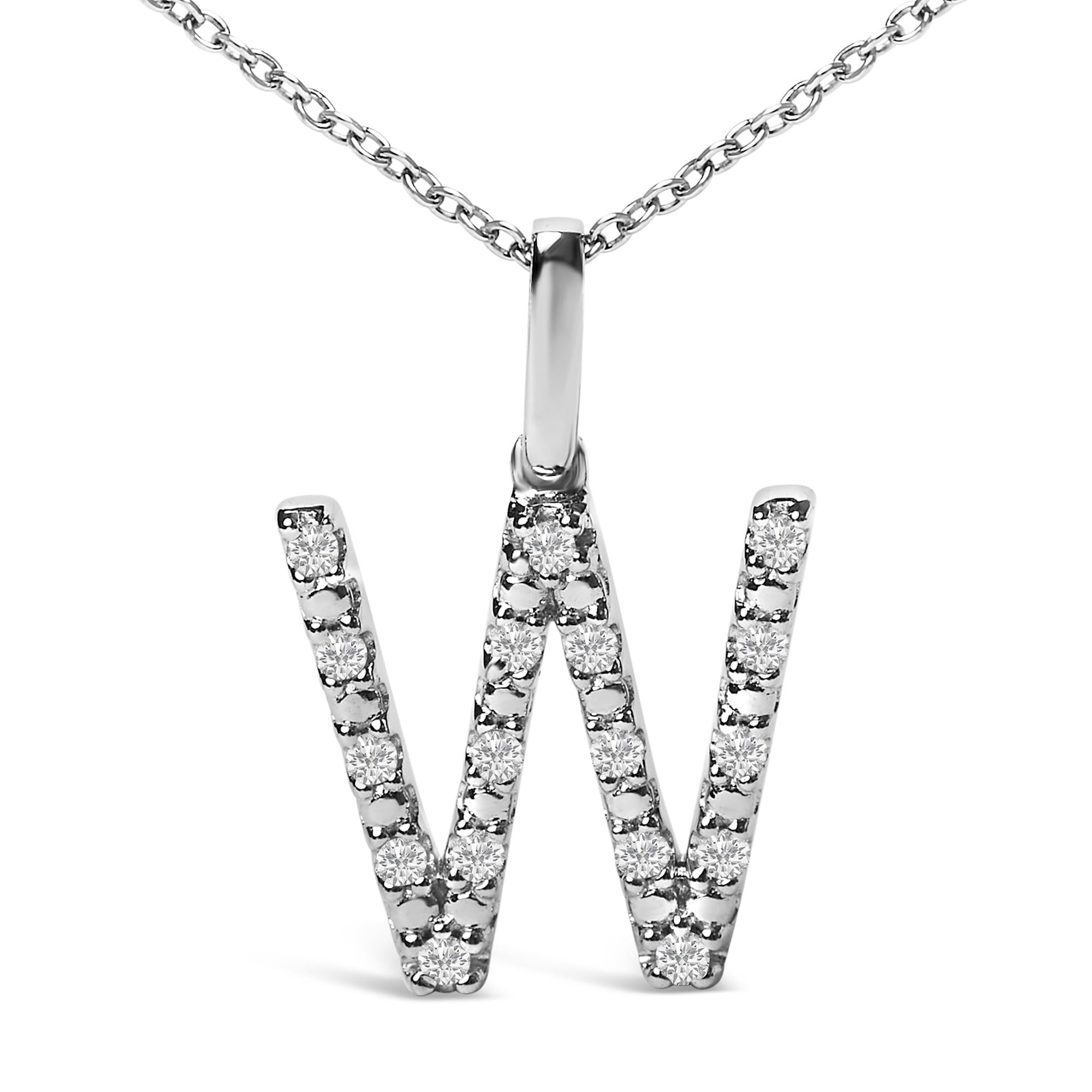 Sterling Silver Diamond Accent "A-Z" Initial Pendant Necklace