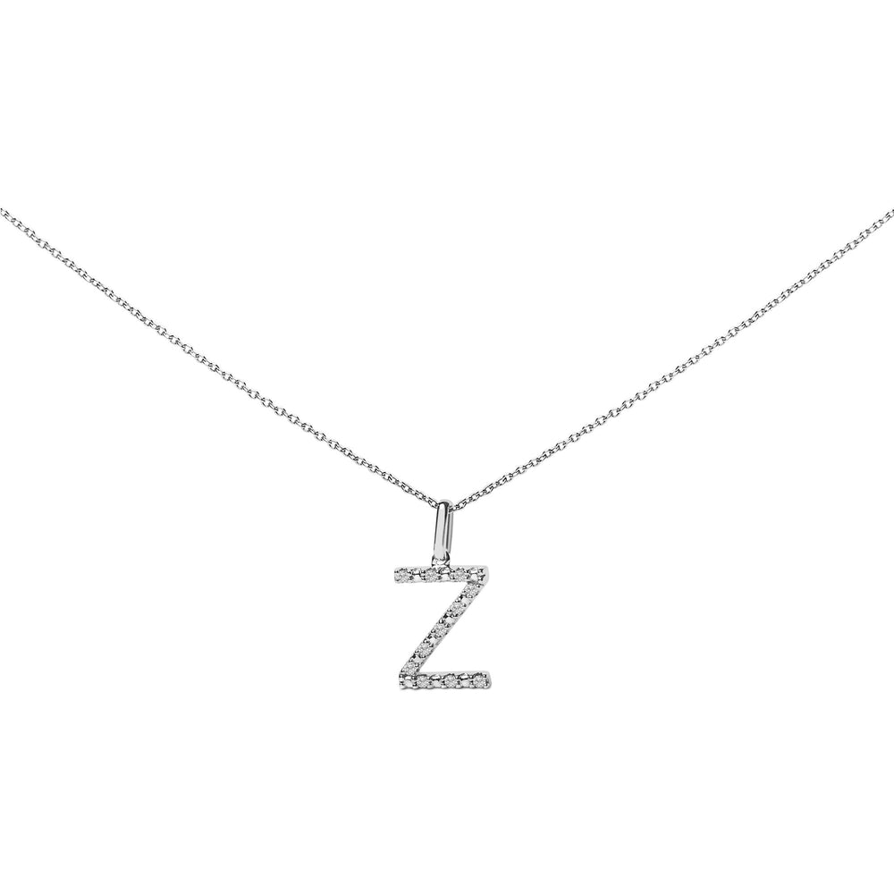 Sterling Silver Diamond Accent "A-Z" Initial Pendant Necklace