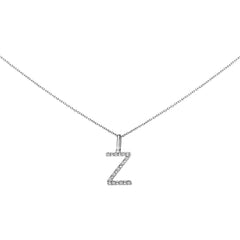 Sterling Silver Diamond Accent "A-Z" Initial Pendant Necklace