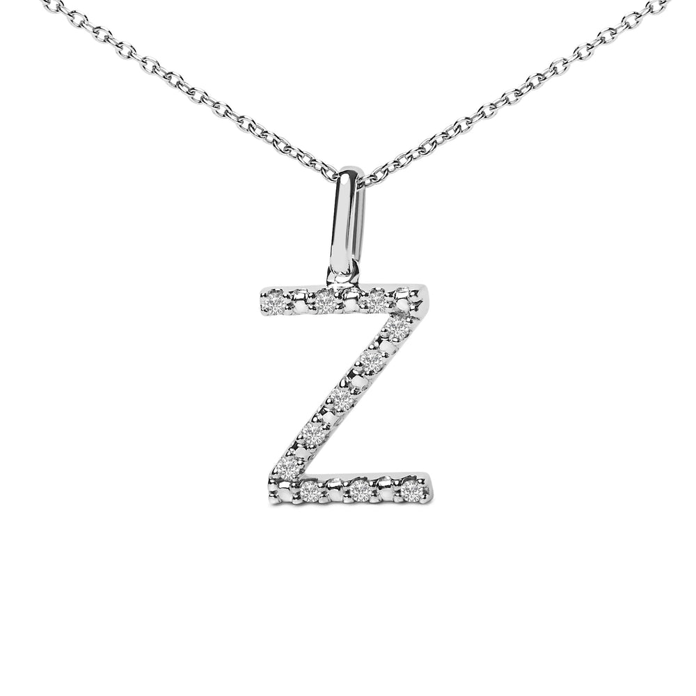 Sterling Silver Diamond Accent "A-Z" Initial Pendant Necklace