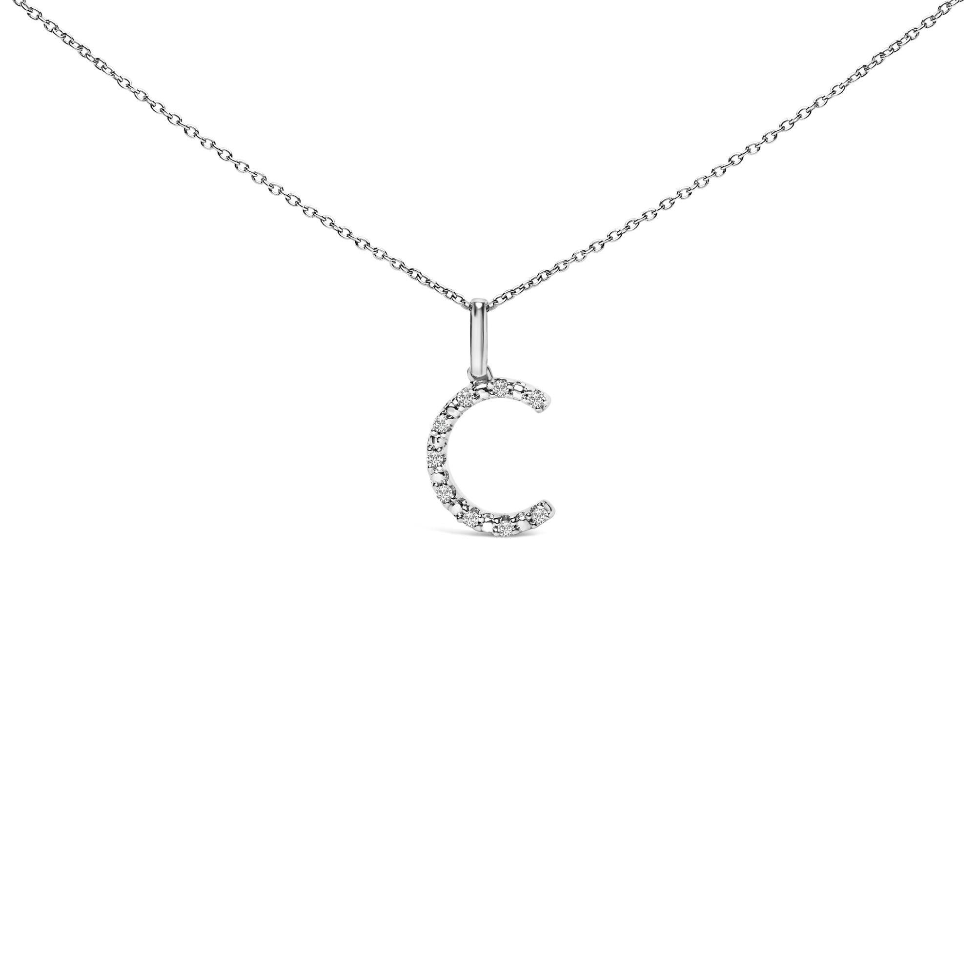 Sterling Silver Diamond Accent "A-Z" Initial Pendant Necklace