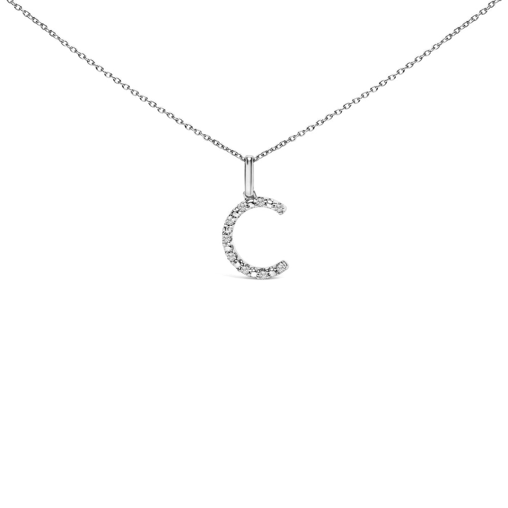 Sterling Silver Diamond Accent "A-Z" Initial Pendant Necklace