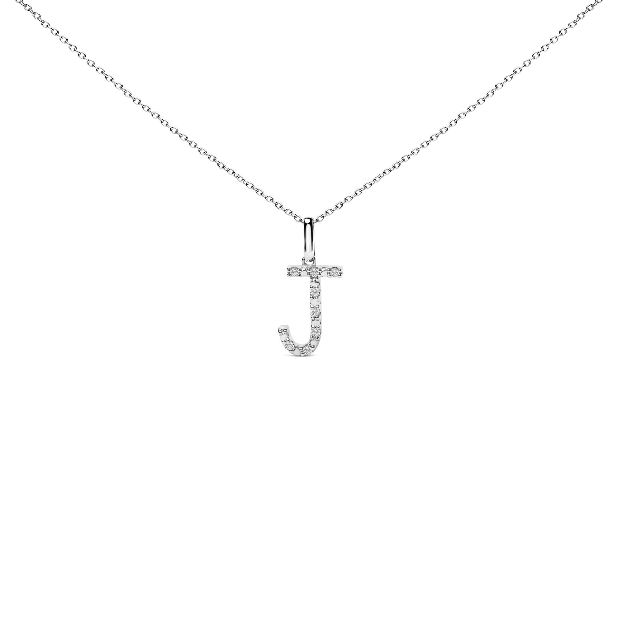 Sterling Silver Diamond Accent "A-Z" Initial Pendant Necklace