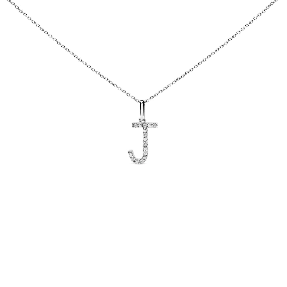 Sterling Silver Diamond Accent "A-Z" Initial Pendant Necklace