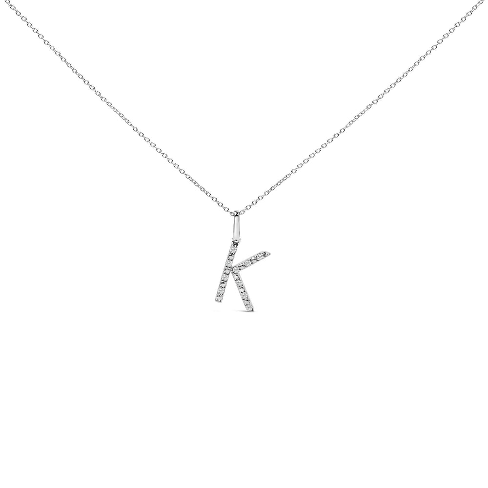 Sterling Silver Diamond Accent "A-Z" Initial Pendant Necklace