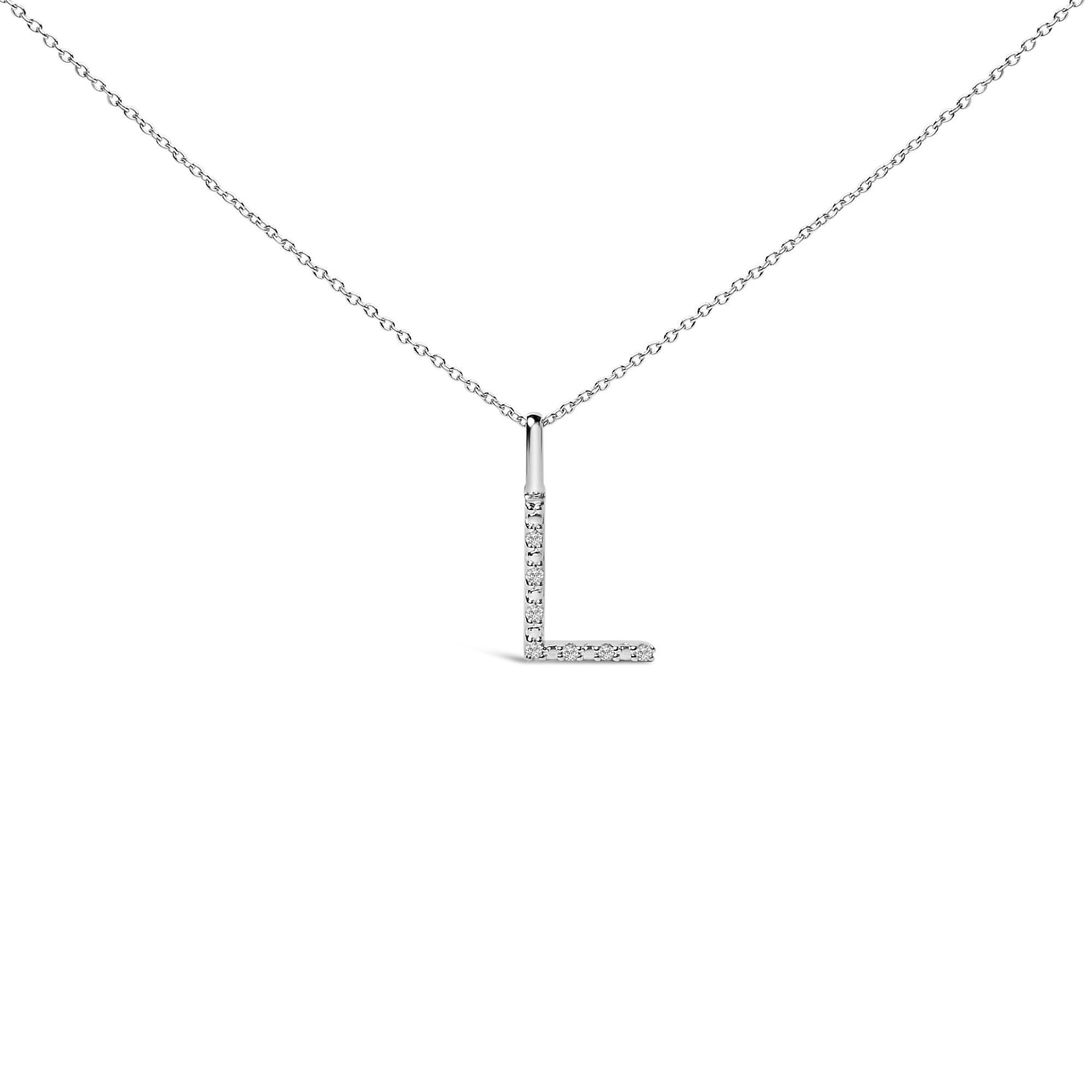 Sterling Silver Diamond Accent "A-Z" Initial Pendant Necklace
