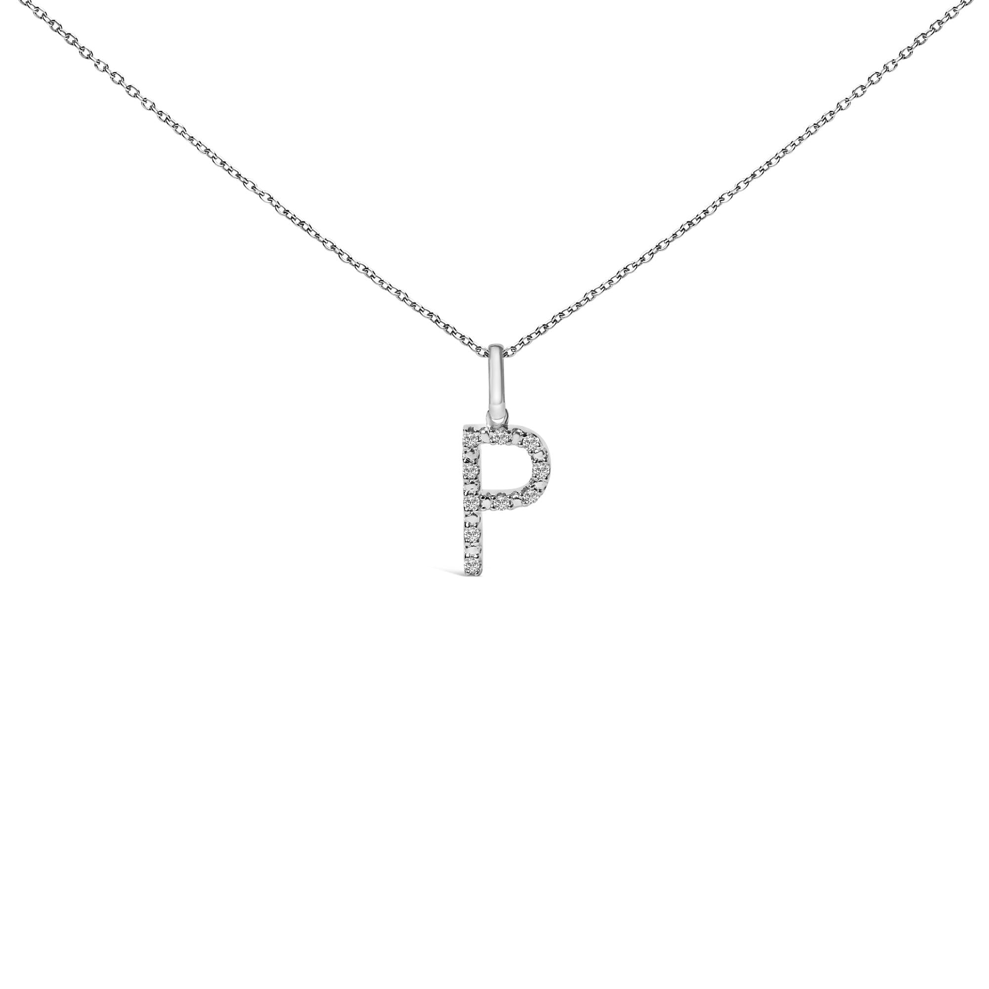 Sterling Silver Diamond Accent "A-Z" Initial Pendant Necklace