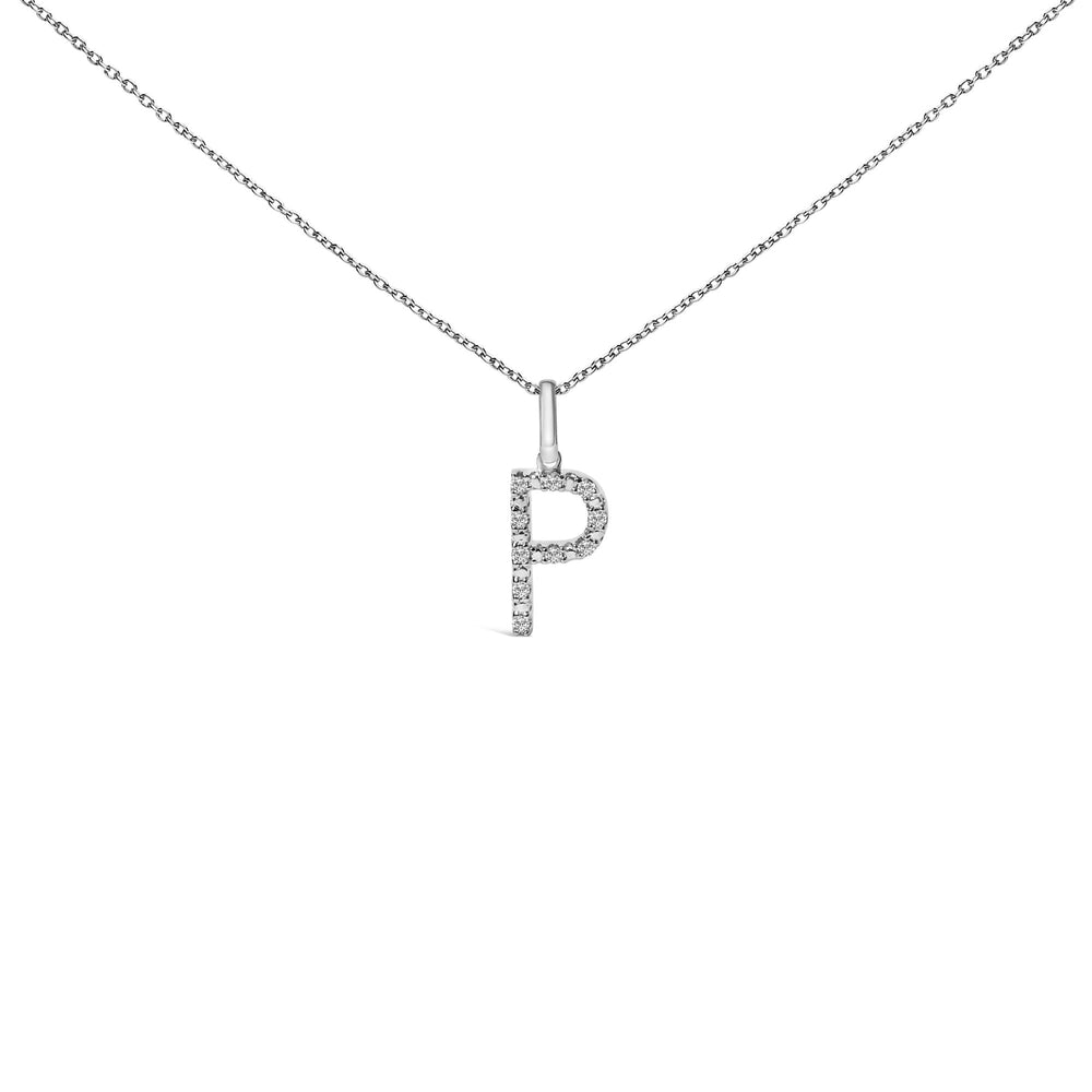 Sterling Silver Diamond Accent "A-Z" Initial Pendant Necklace