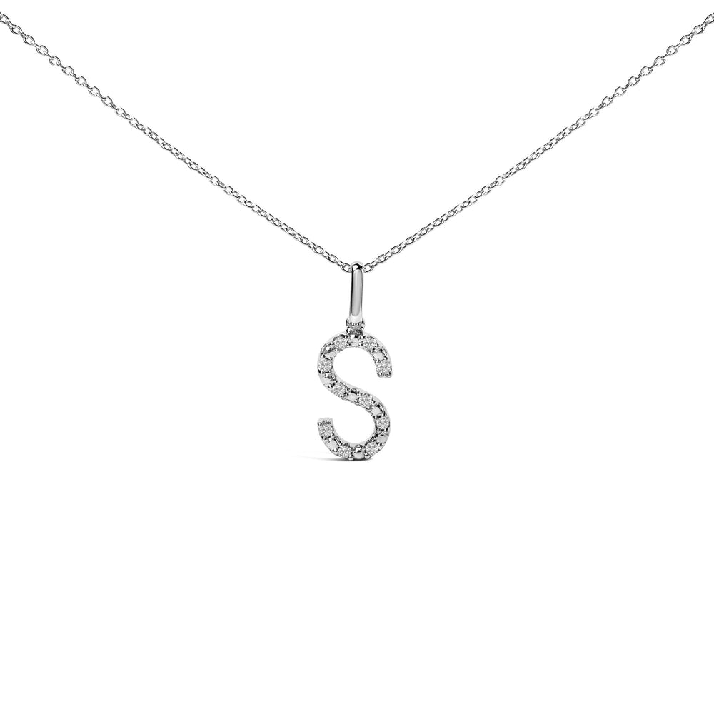 Sterling Silver Diamond Accent "A-Z" Initial Pendant Necklace