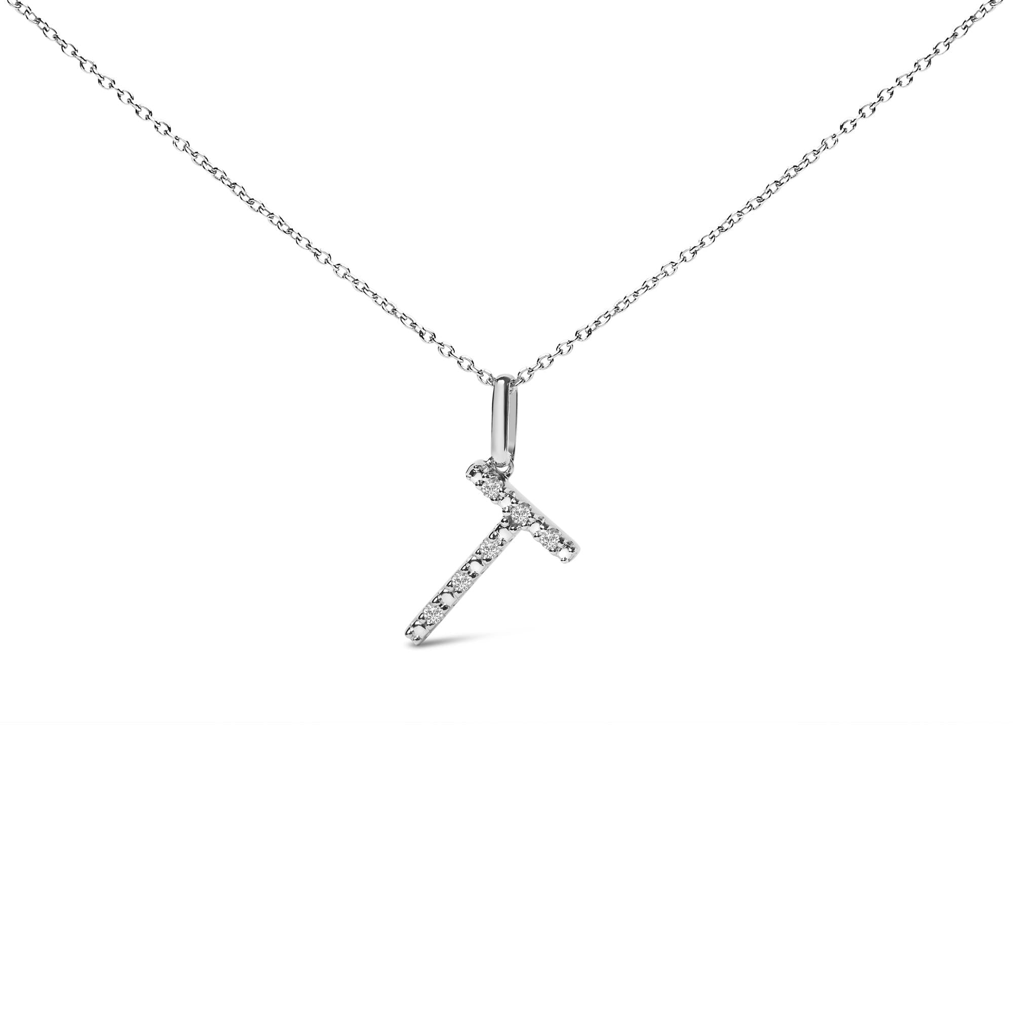 Sterling Silver Diamond Accent "A-Z" Initial Pendant Necklace