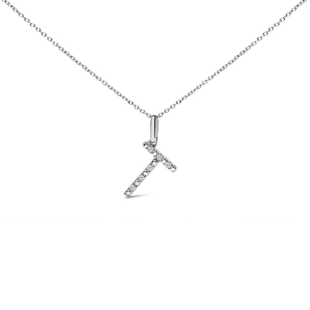 Sterling Silver Diamond Accent "A-Z" Initial Pendant Necklace