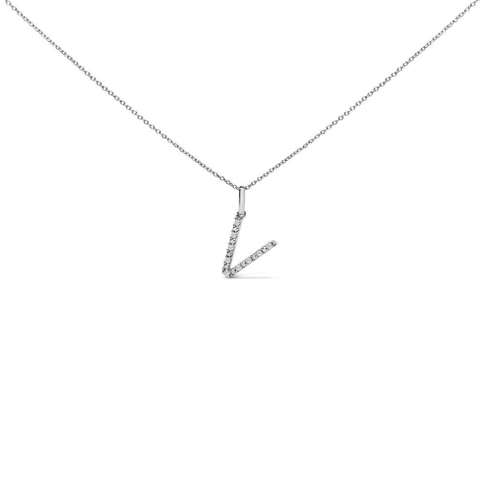 Sterling Silver Diamond Accent "A-Z" Initial Pendant Necklace