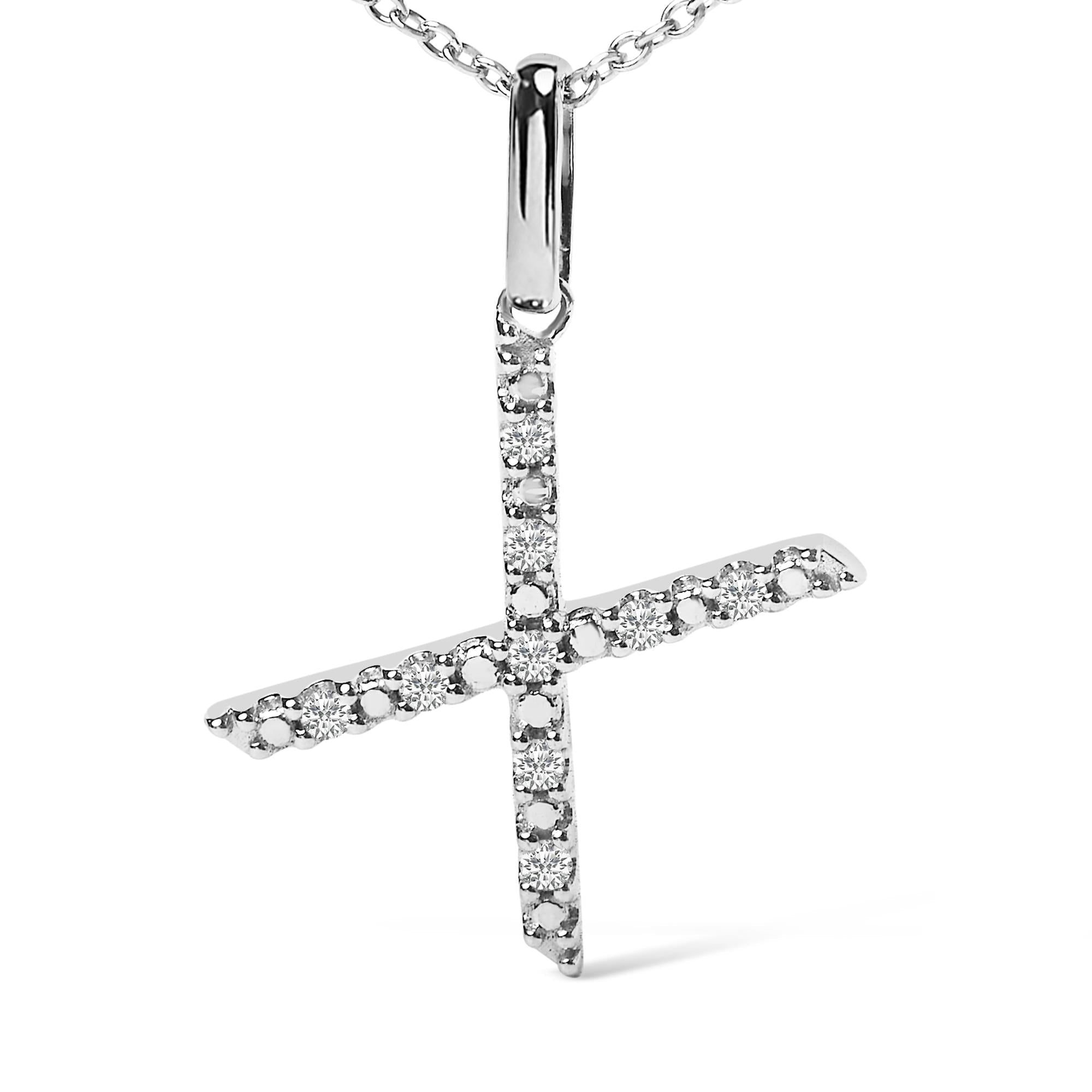 Sterling Silver Diamond Accent "A-Z" Initial Pendant Necklace
