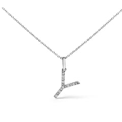 Sterling Silver Diamond Accent "A-Z" Initial Pendant Necklace