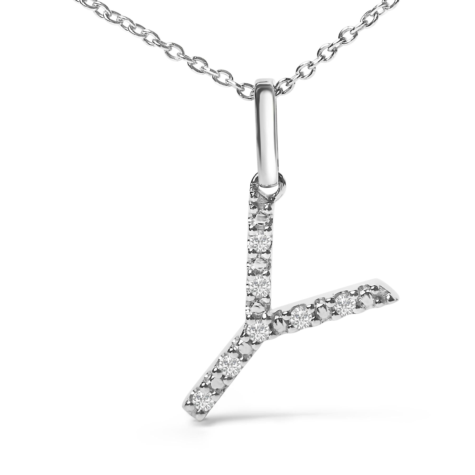 Sterling Silver Diamond Accent "A-Z" Initial Pendant Necklace