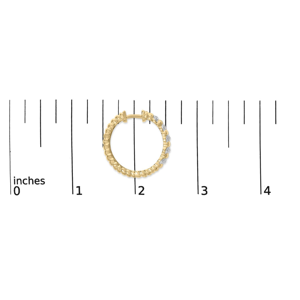 Gold Vermeil 1/10 Cttw Diamond Ribbed Design Hoop Earrings