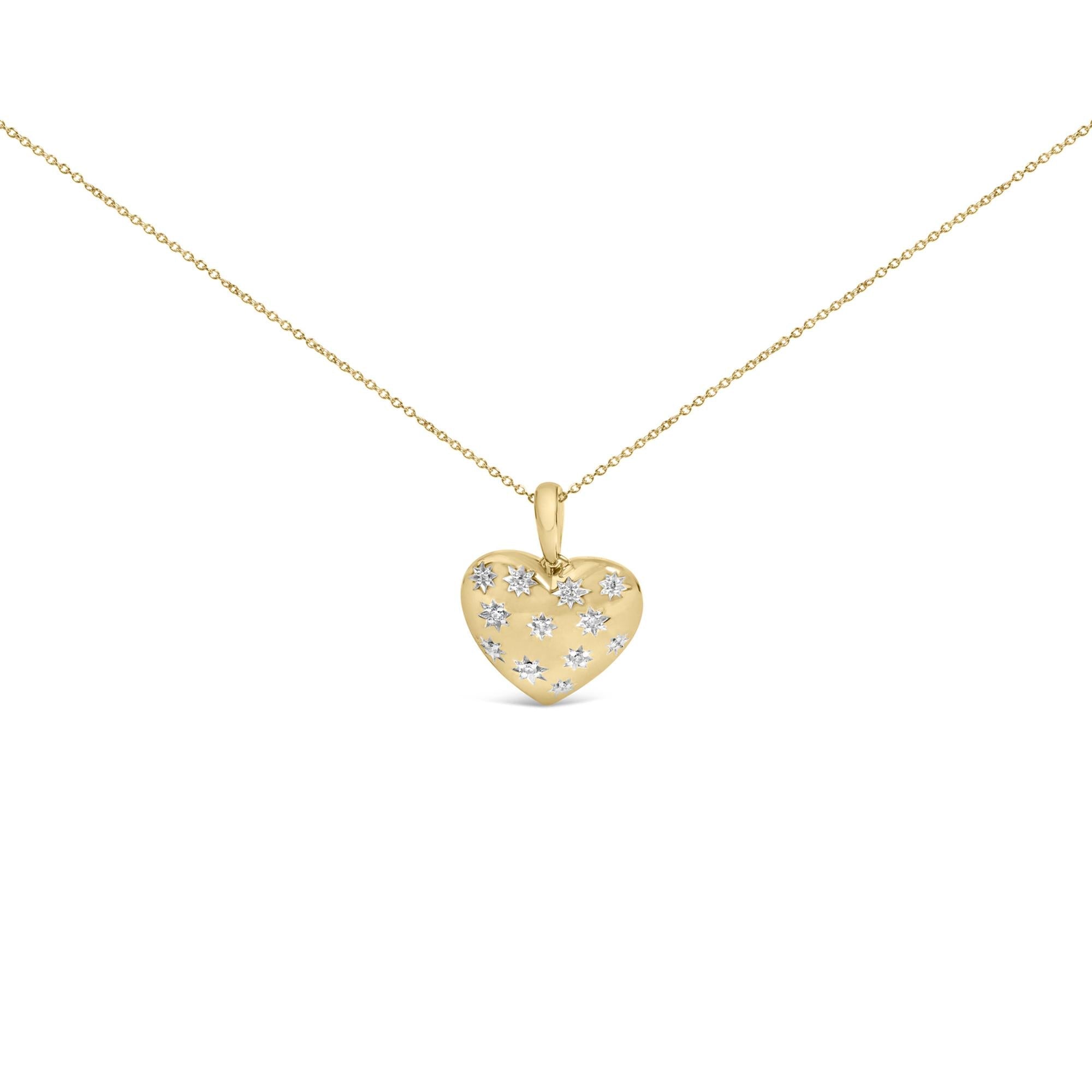 Gold Vermeil 1/10 Cttw Diamond Bold Heart Pendant Necklace