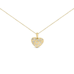 Gold Vermeil 1/10 Cttw Diamond Bold Heart Pendant Necklace