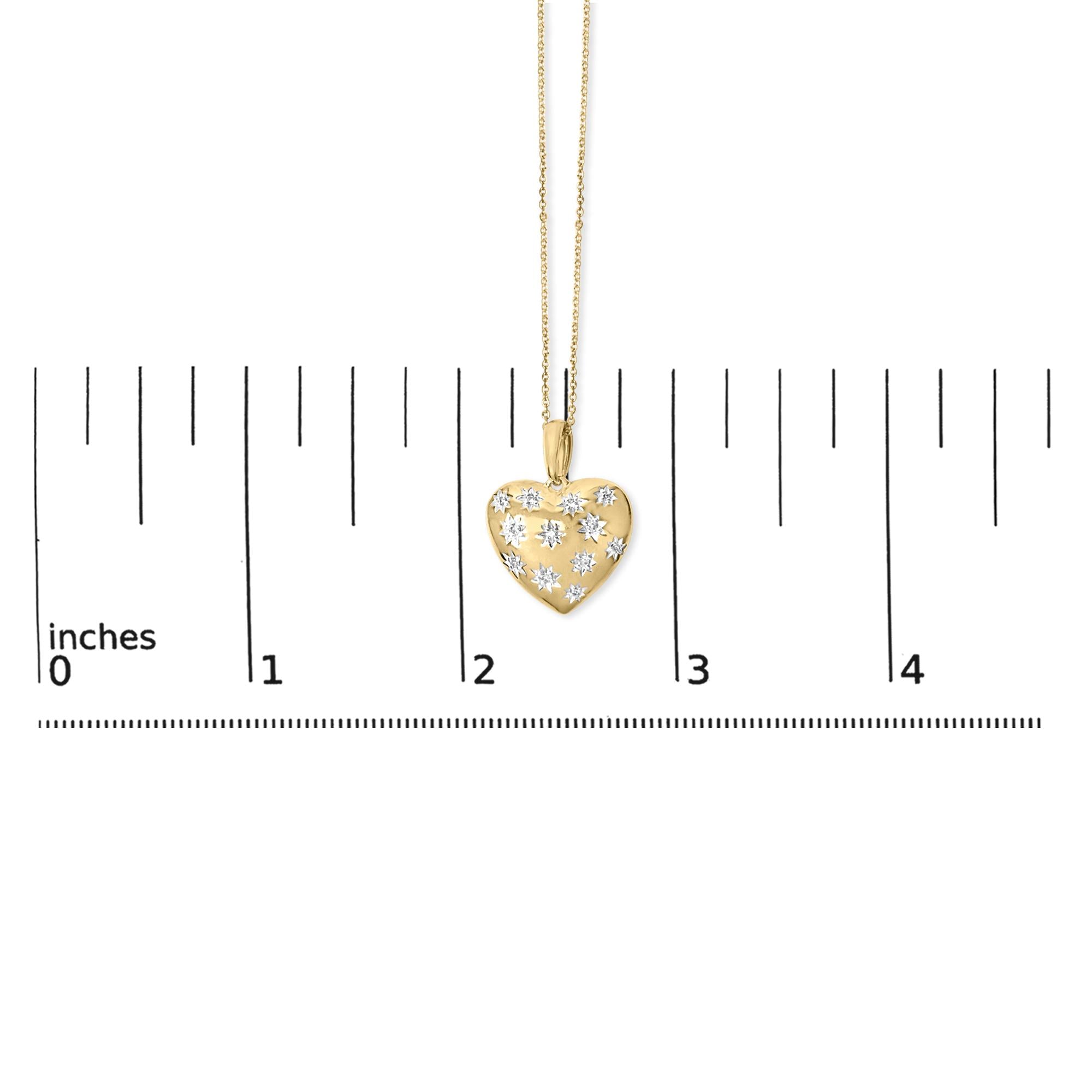 Gold Vermeil 1/10 Cttw Diamond Bold Heart Pendant Necklace