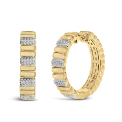Gold Vermeil 1/10 Cttw Diamond Bold Ribbed Hoop Earring