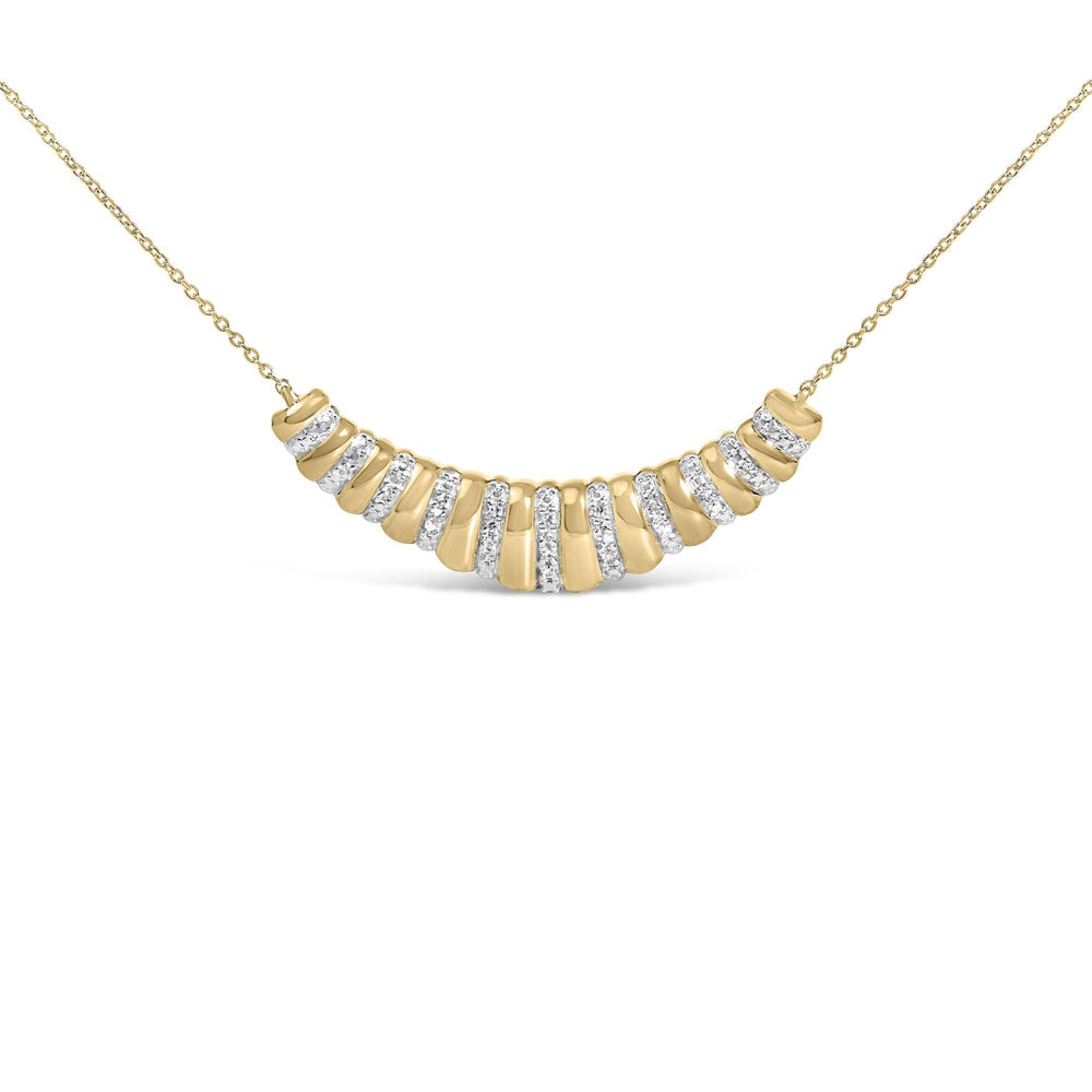 Gold Vermeil 1/10 Cttw Diamond Bold Ribbed Pendant Necklace