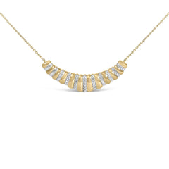 Gold Vermeil 1/10 Cttw Diamond Bold Ribbed Pendant Necklace