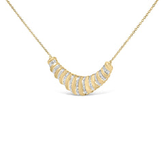 Gold Vermeil 1/10 Cttw Diamond Bold Ribbed Pendant Necklace