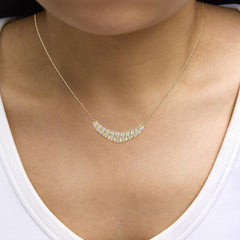 Gold Vermeil 1/10 Cttw Diamond Bold Ribbed Pendant Necklace