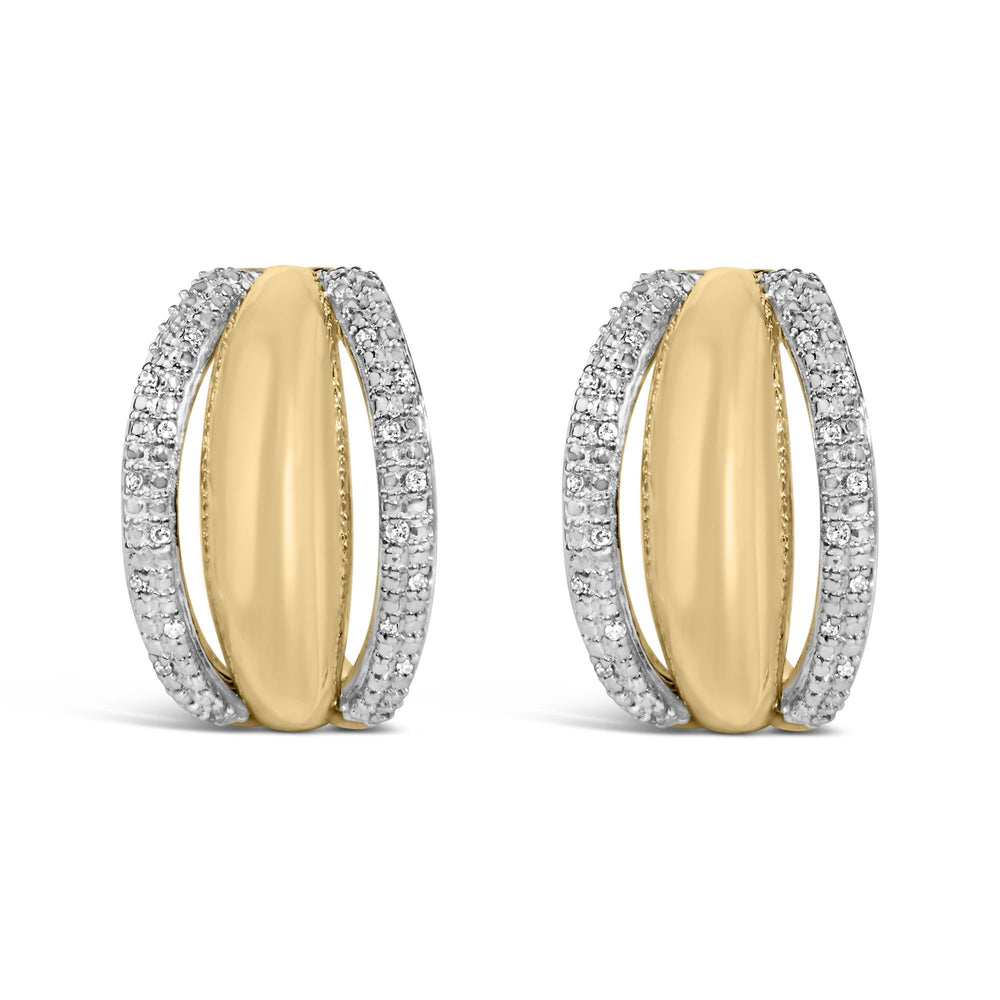 Gold Vermeil 1/10 Cttw Diamond Bold Half Hoop Earring