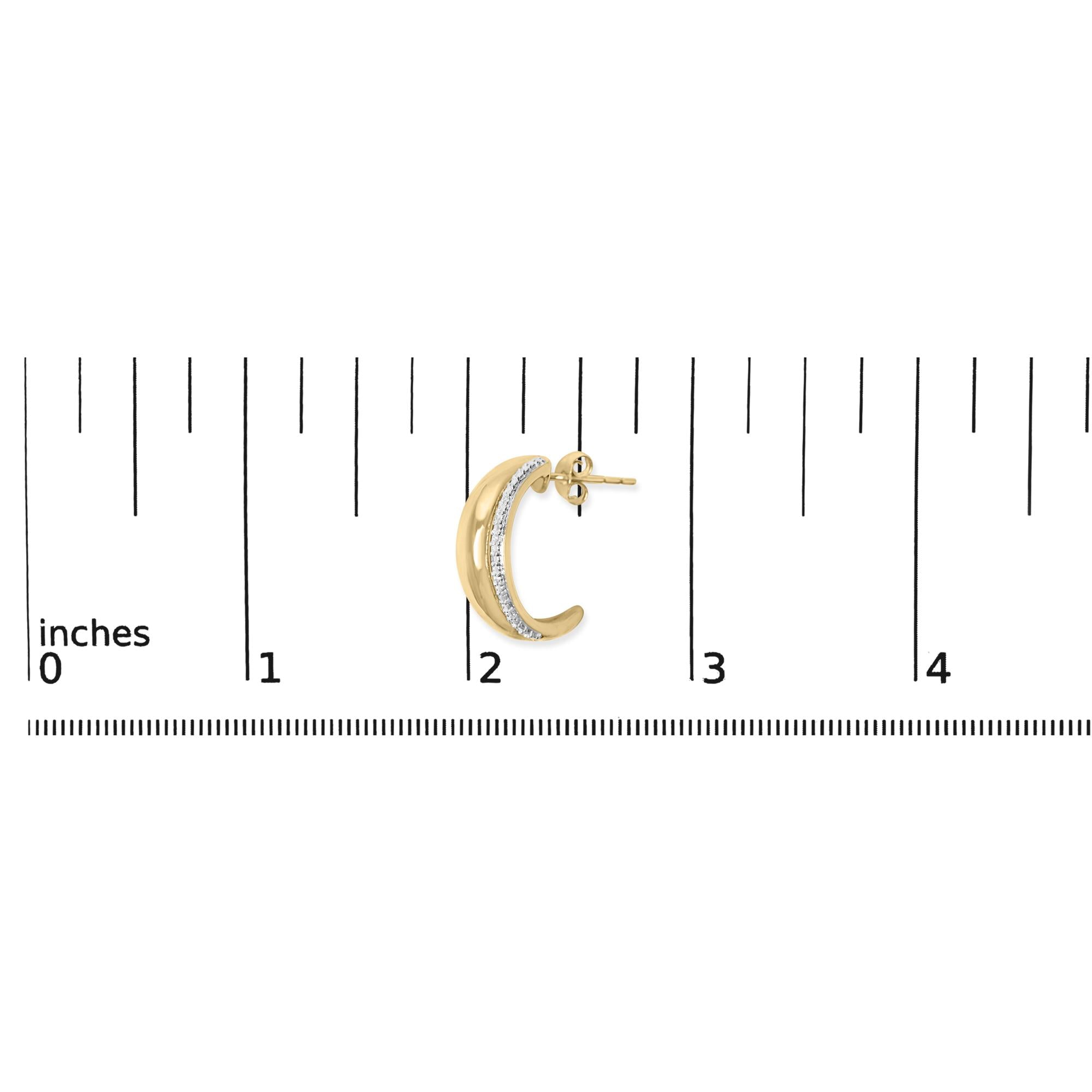 Gold Vermeil 1/10 Cttw Diamond Bold Half Hoop Earring