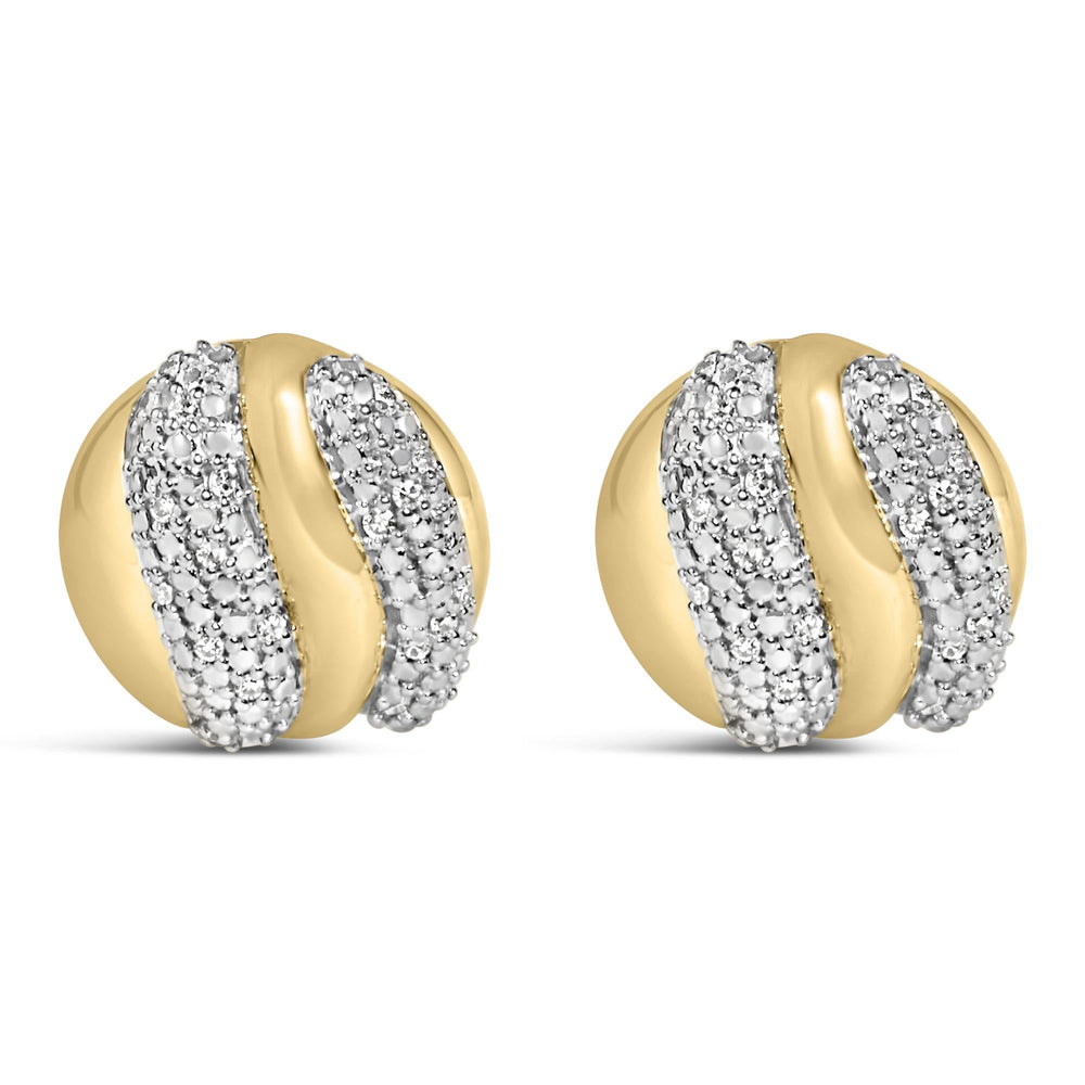Gold Vermeil 1/10 Cttw Diamond Bold Dome Stud Earring