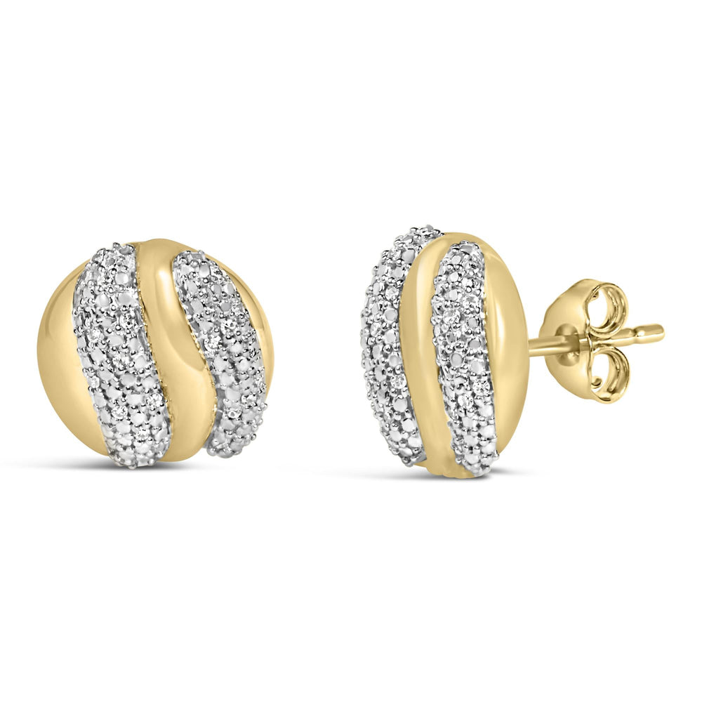Gold Vermeil 1/10 Cttw Diamond Bold Dome Stud Earring