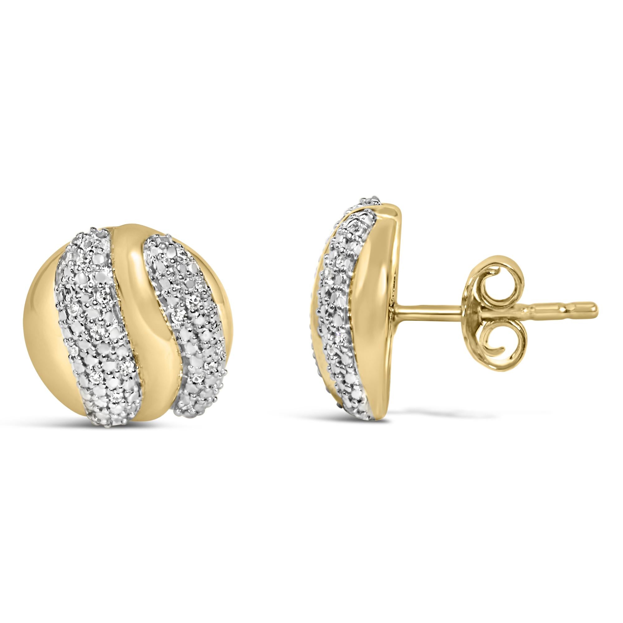 Gold Vermeil 1/10 Cttw Diamond Bold Dome Stud Earring