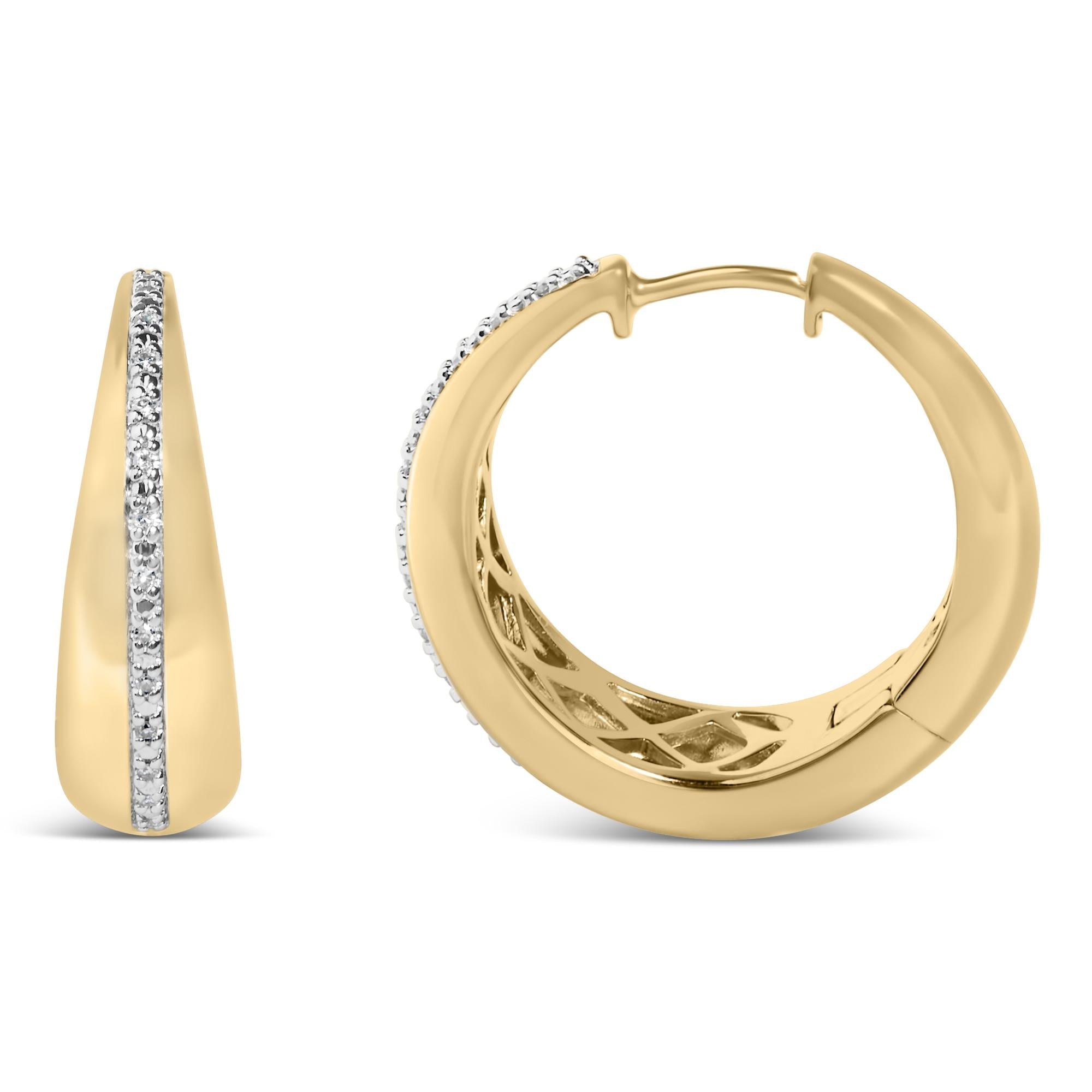 Gold Vermeil Diamond Accent Bold Hoop Earring